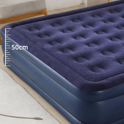 Colchon Inflable Electrico 205x160x50 con medida de 50cm de altura, ideal para comodidad en casa y viajes.
