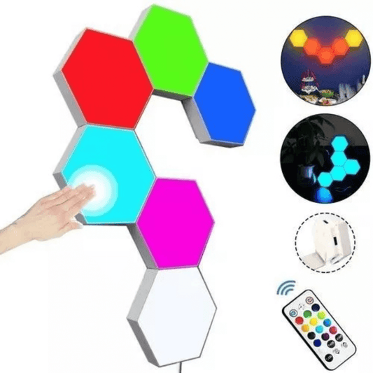 Luces Hexagonales 17 Colores LED con control remoto y opciones de iluminación versátiles para crear ambientes personalizados.