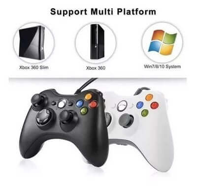 Joystick Mando Control Xbox 360 Pc Cable with support for Xbox 360 Slim, Xbox 360, and Windows 7/8/10 system.